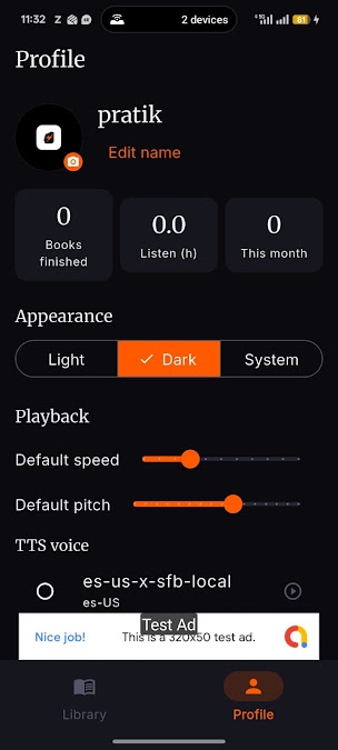 SPAR text-to-speech voice, speed and appearance settings